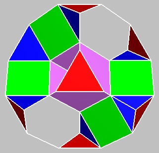 Diagonal view of the drilled truncated cube 