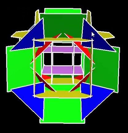 Polygonal dynamics associated with the drilled truncated cube 