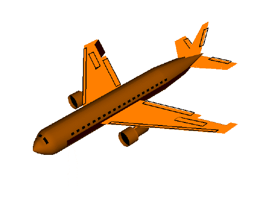 Animation of aircraft 'rolling', or 'banking', with its ailerons