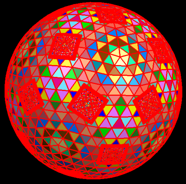 Conversion of mapping on icosidodecahedronto onto a 5-frequency geodesic sphere