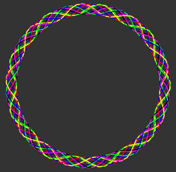 Helical counter-rotation with counter-coiling (with multiple windings; wireframe version) 