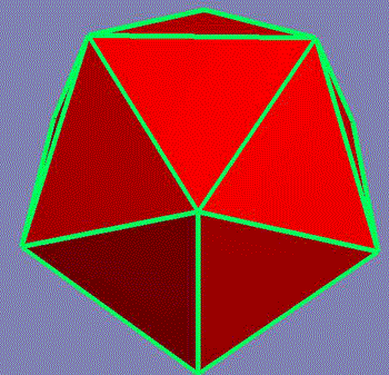 Icosahedron folded into global form