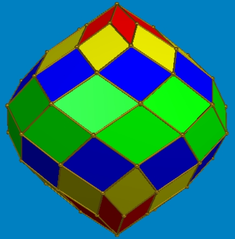 Side view of zonohedrified 9-gonal antiprism with 9-fold symmetry