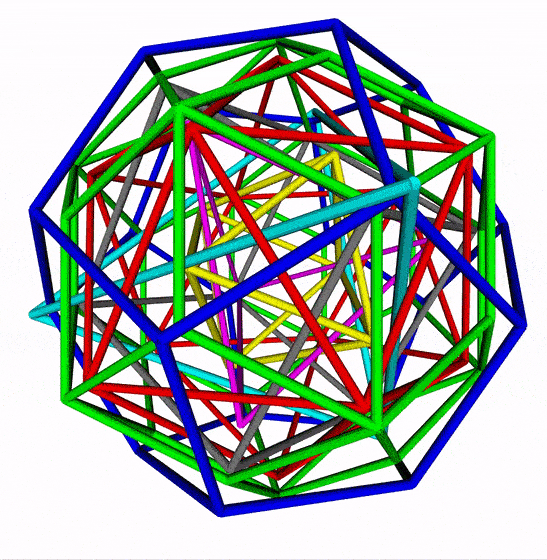 Animation of energence of polyhedral patterns from a nested configuration