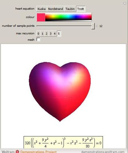 Heart 3D surface: Trott formula 