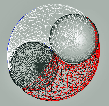 Renderings of four half-cones in experimental 3D Tao configuration