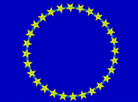 Animation of Flag of Europe based on 28 rotating stars