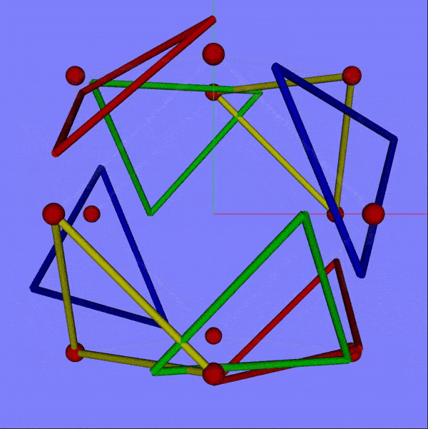 Animation of triangles of edges  of a cuboctahedron