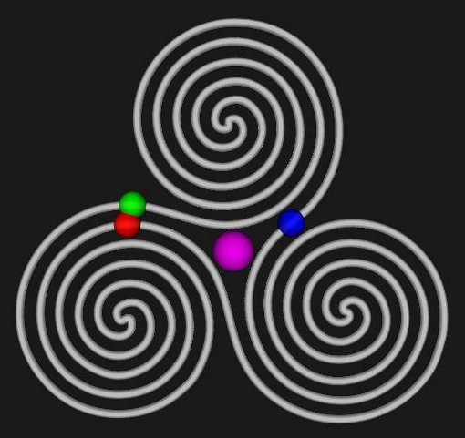 3D triskelion with movement of spheres 