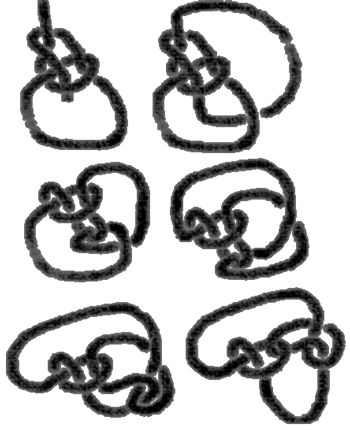 Knots  suggesting interconnecting flows between surface- and under-currents 