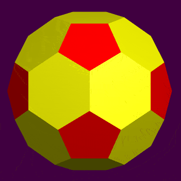 Morphing truncated icosahedron by tilting to compound