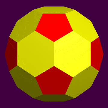 Morphing truncated icosahedron by tilting triangles