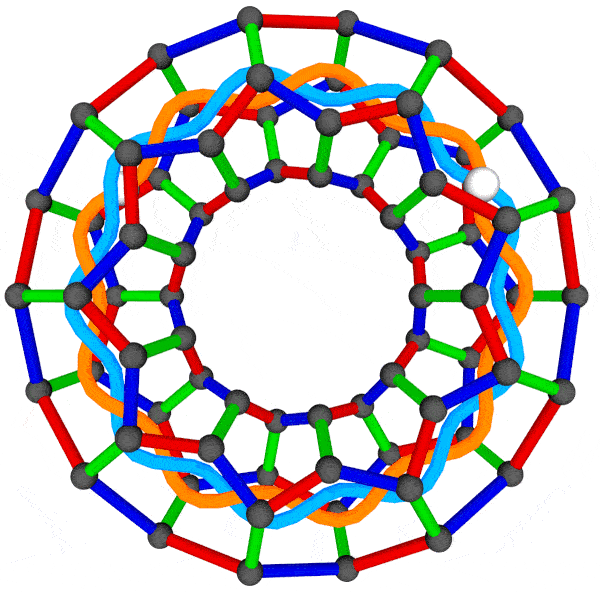 Indicative counter-coiling of helices within a toroidal fullerene 
