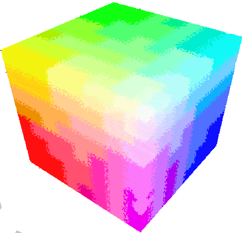Animation of colour cube with inversion of colours