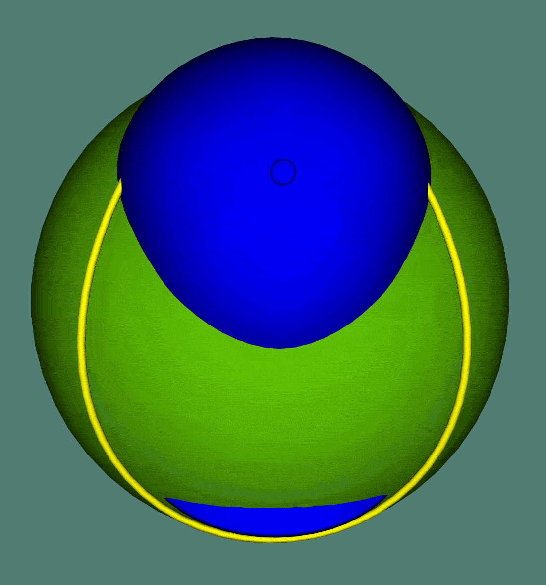 Animation of single baseball cap in relation to baseball curve in 3D