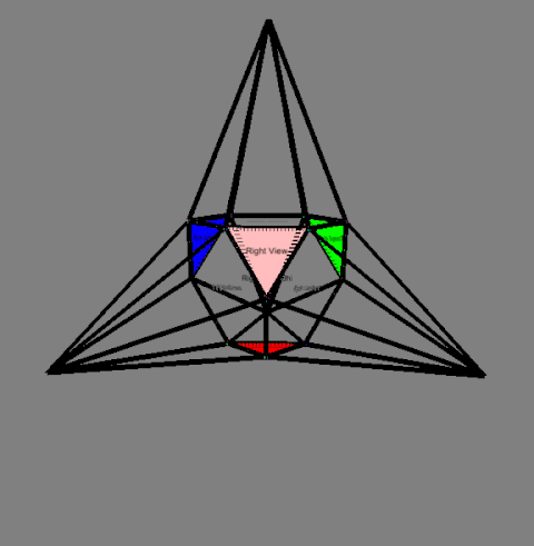 Animation augmenting / excavating selected faces of truncated tetrahedron