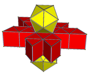 Animation of unfolded 3D representation of 4D icosahedral prism