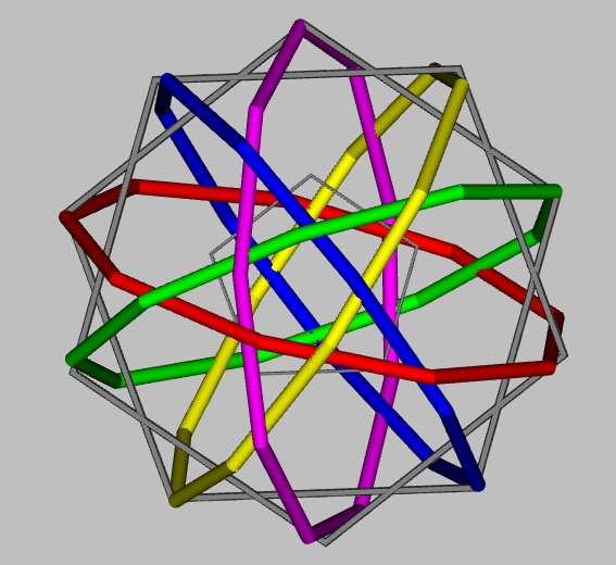 View of pentagonal configuration of nonagons in 3D