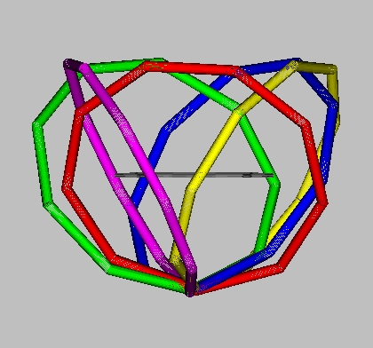 View of pentagonal configuration of nonagons in 3D