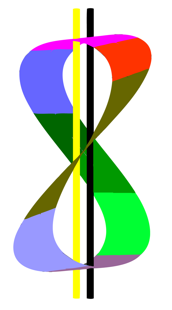 Coloured presentation of Mobius strip  with dollar bars