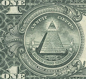 Detail of reverse of US dollar bill 