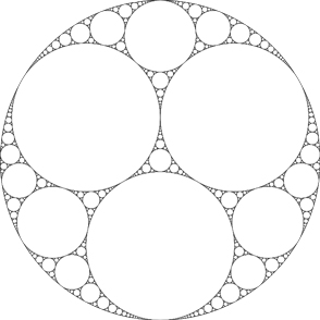 Apollonian gasket (2D circle packing) 