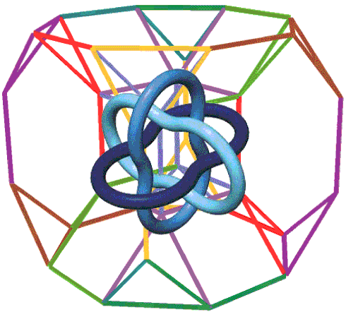 Borromean rings in 3D within drilled truncated cube 