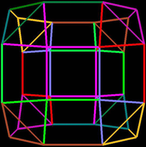 Drilled truncated cube: Animation of multiple inversions/rotations