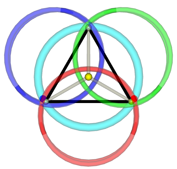 Triangular dipyramid  enhanced with cycles